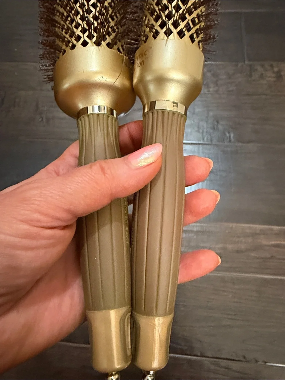 Nanothermic Gold Round Barrel Hair Brushes - Set of 2